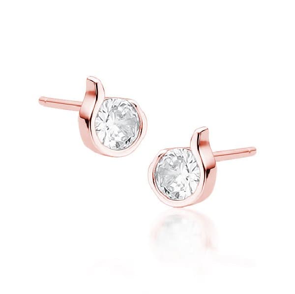 Stříbrné náušnice se zirkonem a 18K Rose gold plátováním