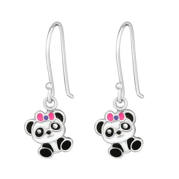 Panda - Stříbrné náušnice pro děti