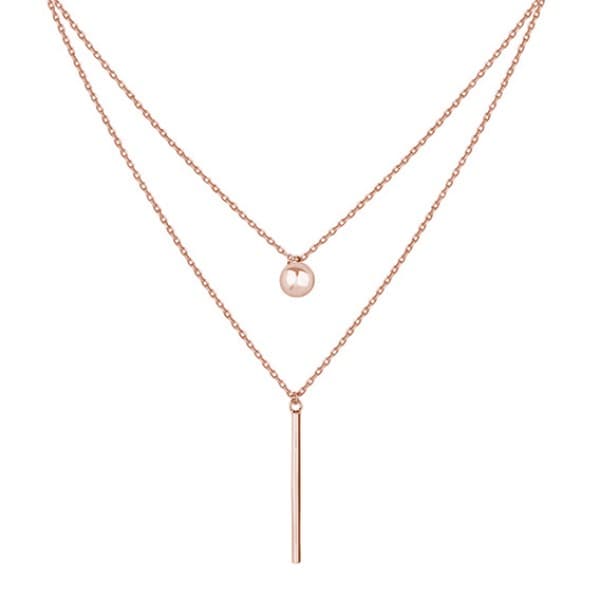 Stříbrný dvojitý náhrdelník s plátovaním 18K Rose gold 