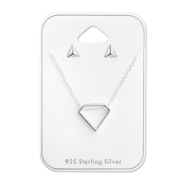 Stříbrný set řetízku a náušnic Diamond