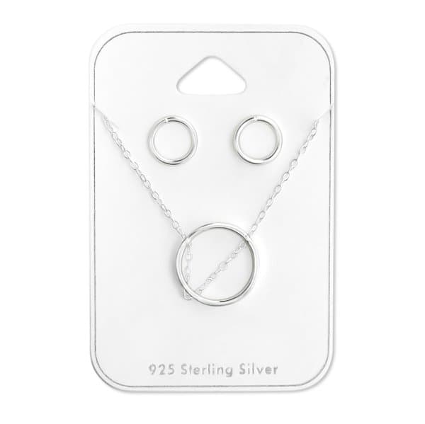 Stříbrný set řetízku a náušnic Circle