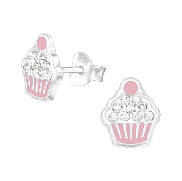 Stříbrné náušnice Cupcake s krystaly