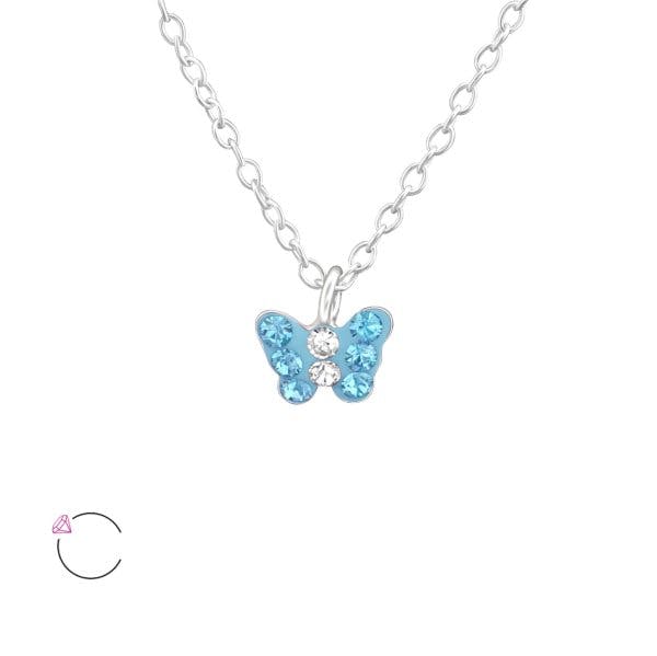 Stříbrný náhrdelník Modrý motýl 