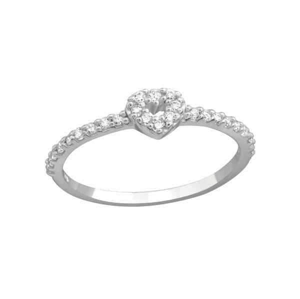 Stříbrný prsten Srdce s krystaly