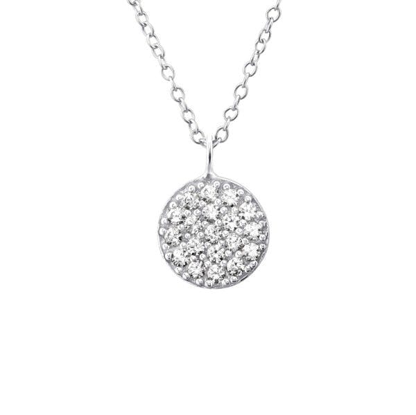 Stříbrný náhrdelník Medailon osazený krystaly