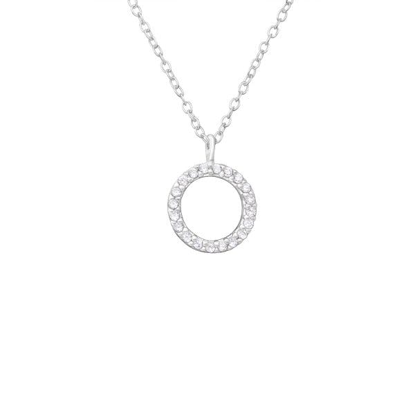 Stříbrný náhrdelník Kruh s krystaly