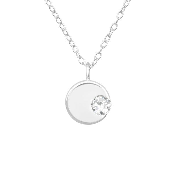 Stříbrný náhrdelník Medailonek s krystalem