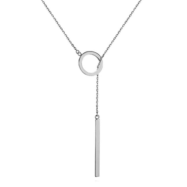 Stříbrný náhrdelník s kruhem a tyčinkou