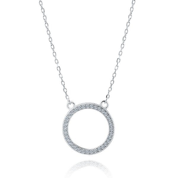 Stříbrný náhrdelník Kruh se zirkony