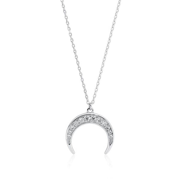 Stříbrný náhrdelník Měsíc se zirkony