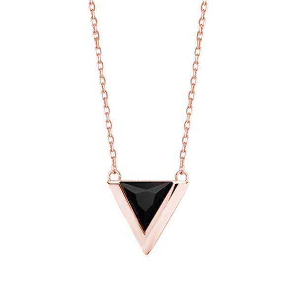 Stříbrný náhrdelník - Trojúhelník s černým zirkonem